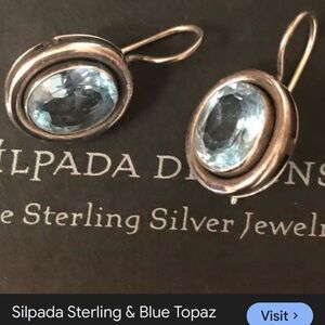 Silpada Silver Earrings with Light Blue Gemstones